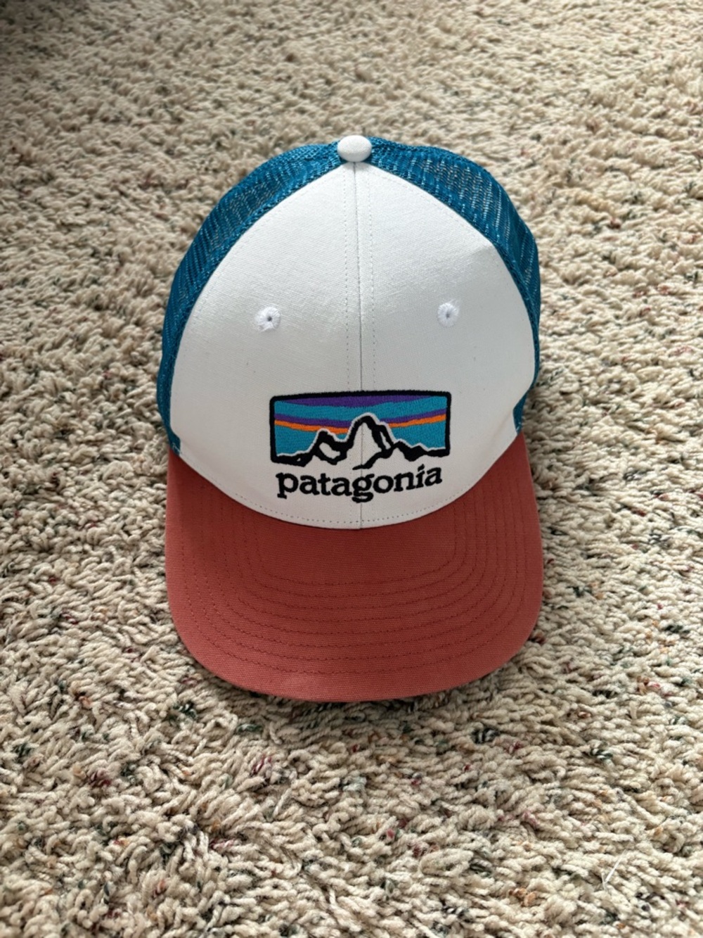 Patagonia Trucker Snapback Hat Teal White Rust Adjustable